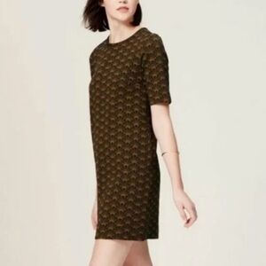 Loft Art Deco Fan Print Shift Dress